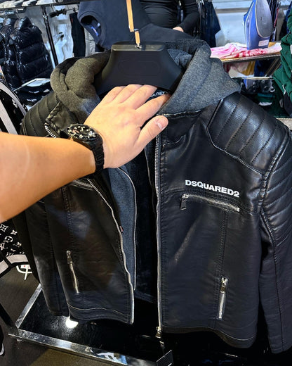 Dsquared2 Δερμάτινο Μπουφάν με επένδυση