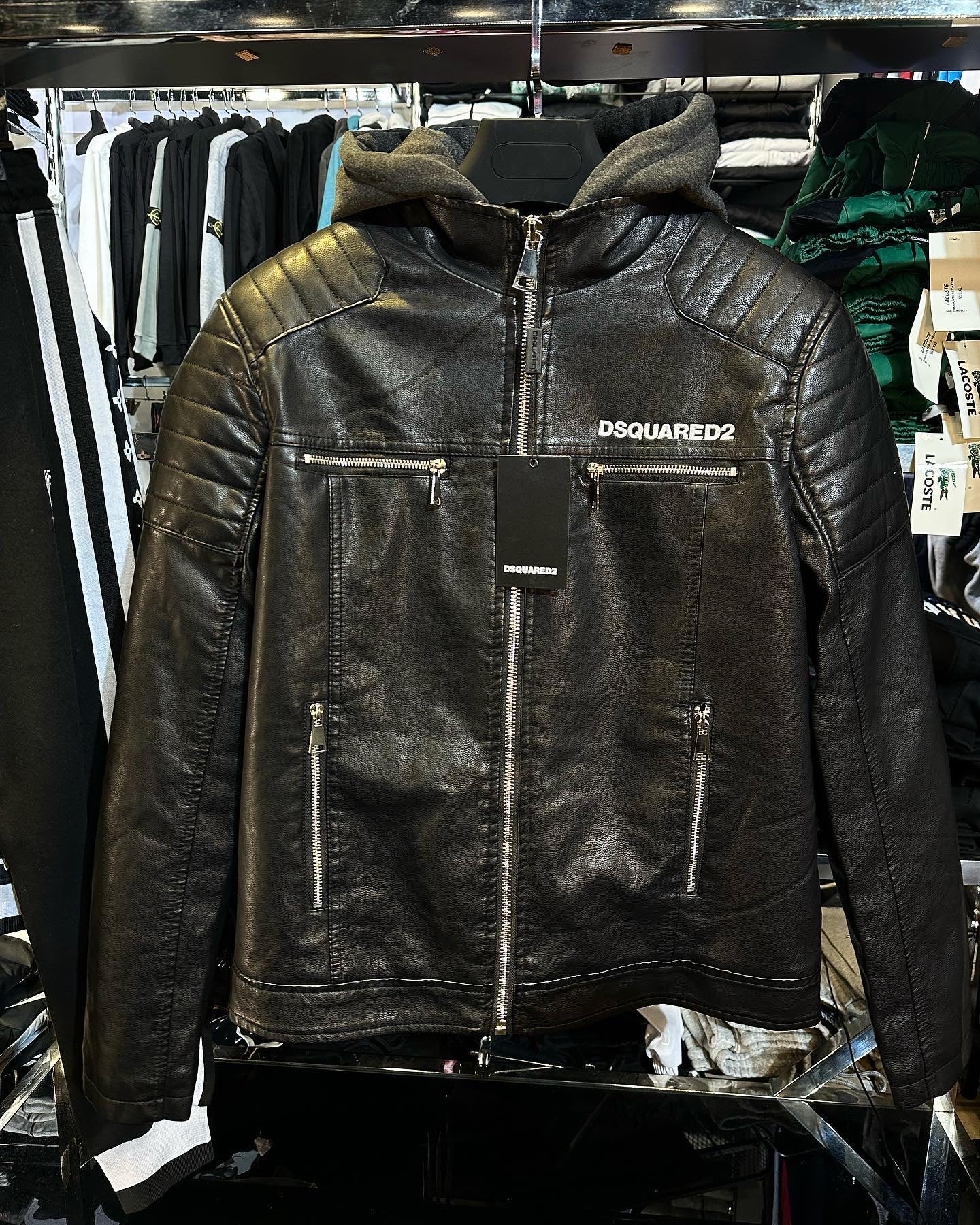 Dsquared2 Δερμάτινο Μπουφάν με επένδυση