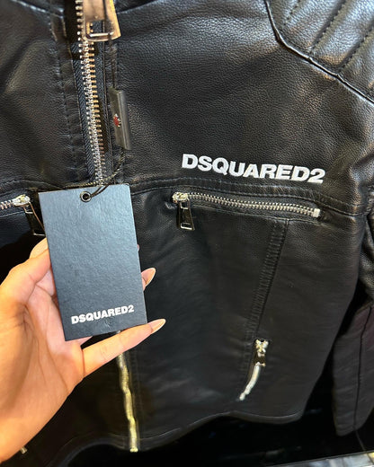 Dsquared2 Δερμάτινο Μπουφάν με επένδυση