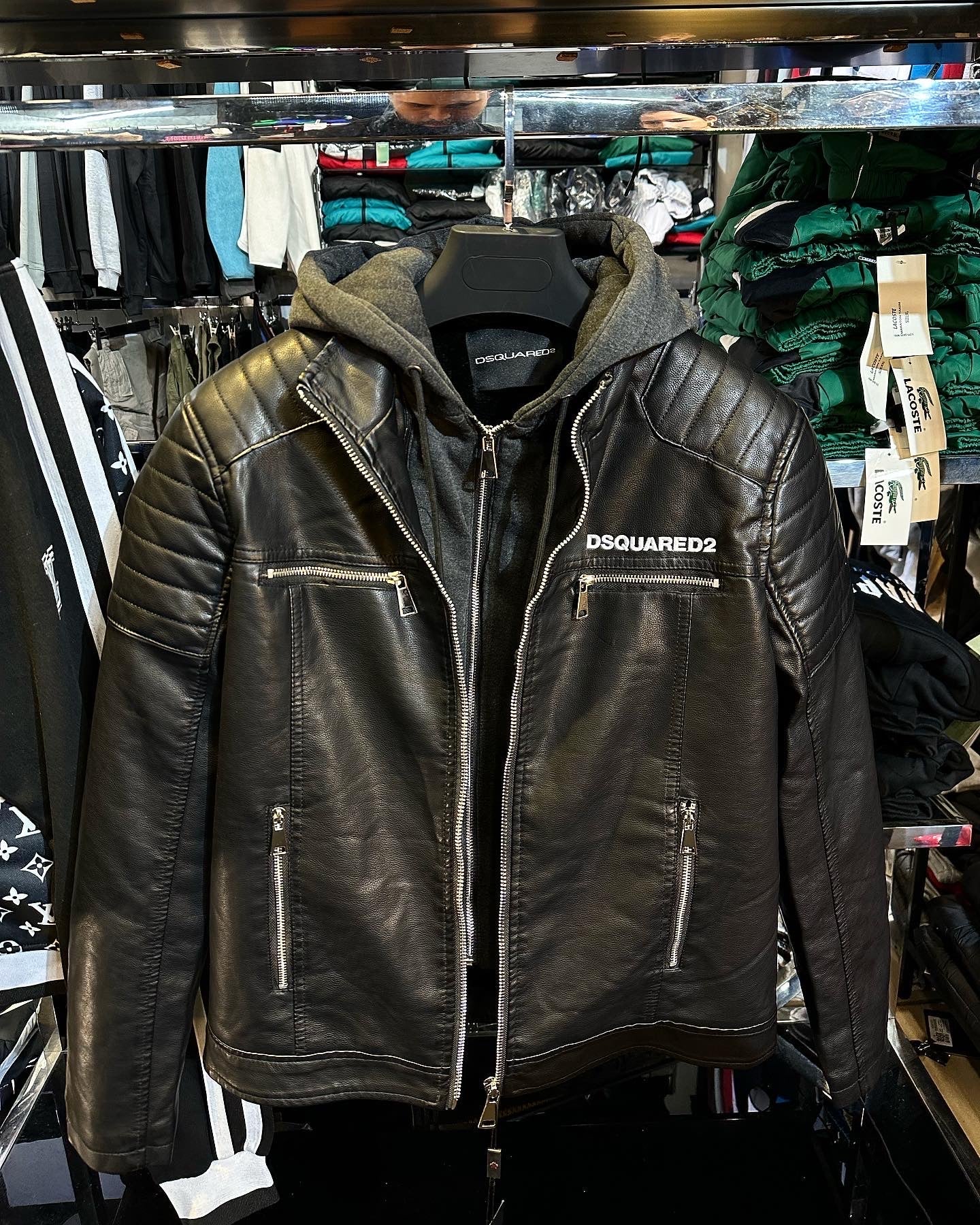 Dsquared2 Δερμάτινο Μπουφάν με επένδυση